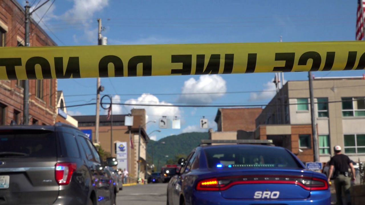 Law enforcement vehicles near the scene after a district court judge in Kentucky was fatally shot in his chambers on September 19.