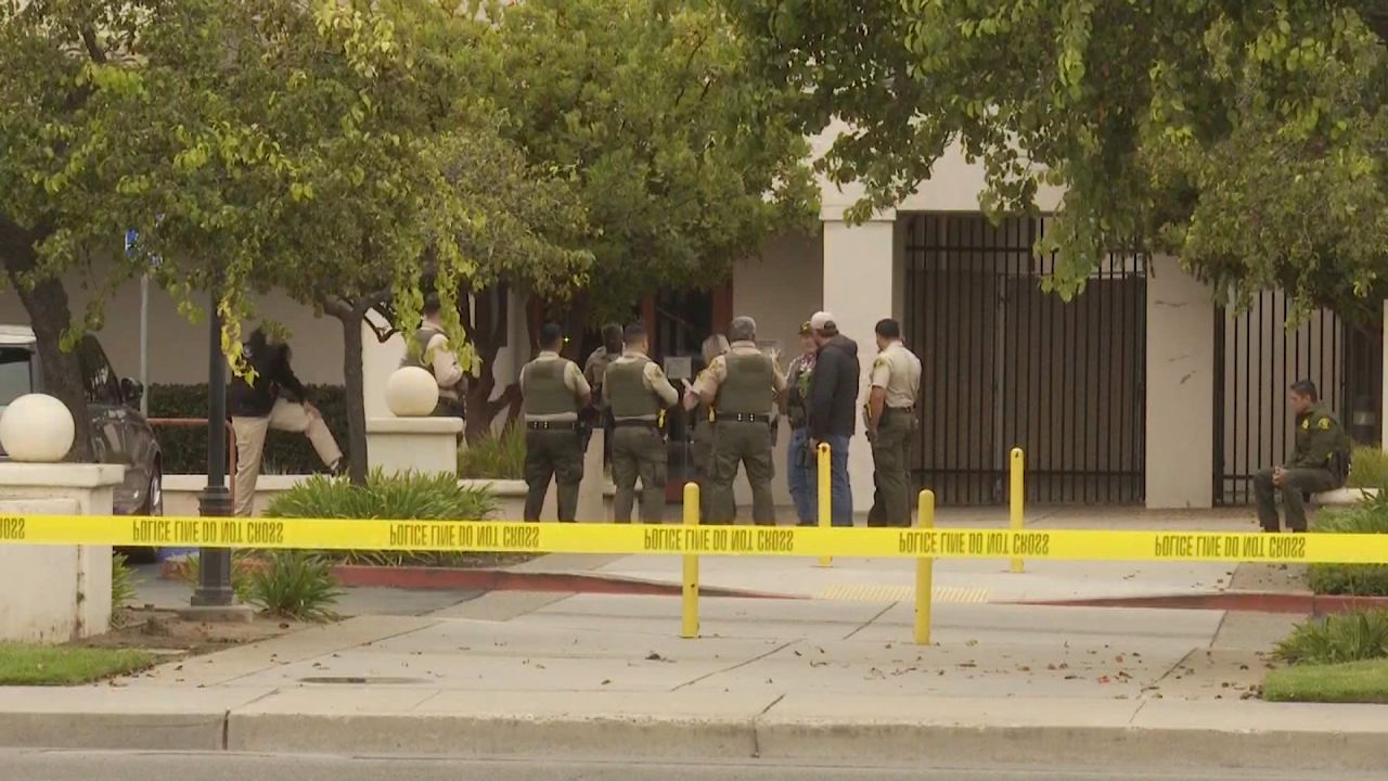 Police are seen outside Santa Maria Courthouse after an explosion on Wednesday, September 25.