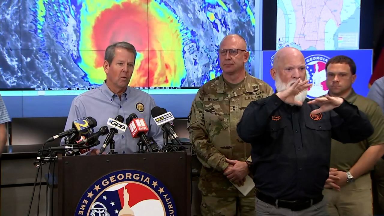 Georgia Gov. Brian Kemp speaks during a news conference on September 26.