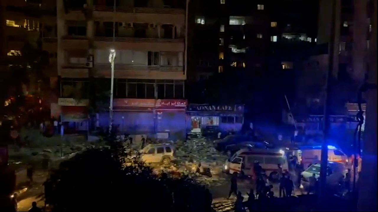 A still from a social media video show the aftermath of the airstrikes that hit Beirut in the early hours of Monday.