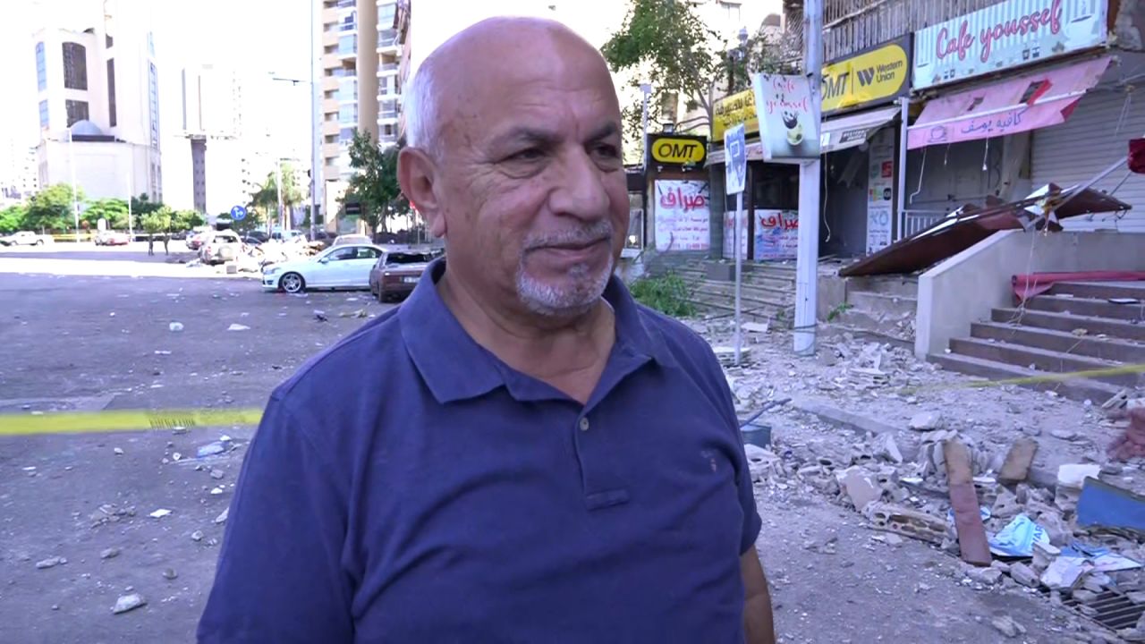 Abu Mohammad, a local resident, pictured on September 30, told CNN people were sleeping when an airstrike hit an apartment building in central Beirut, Lebanon.