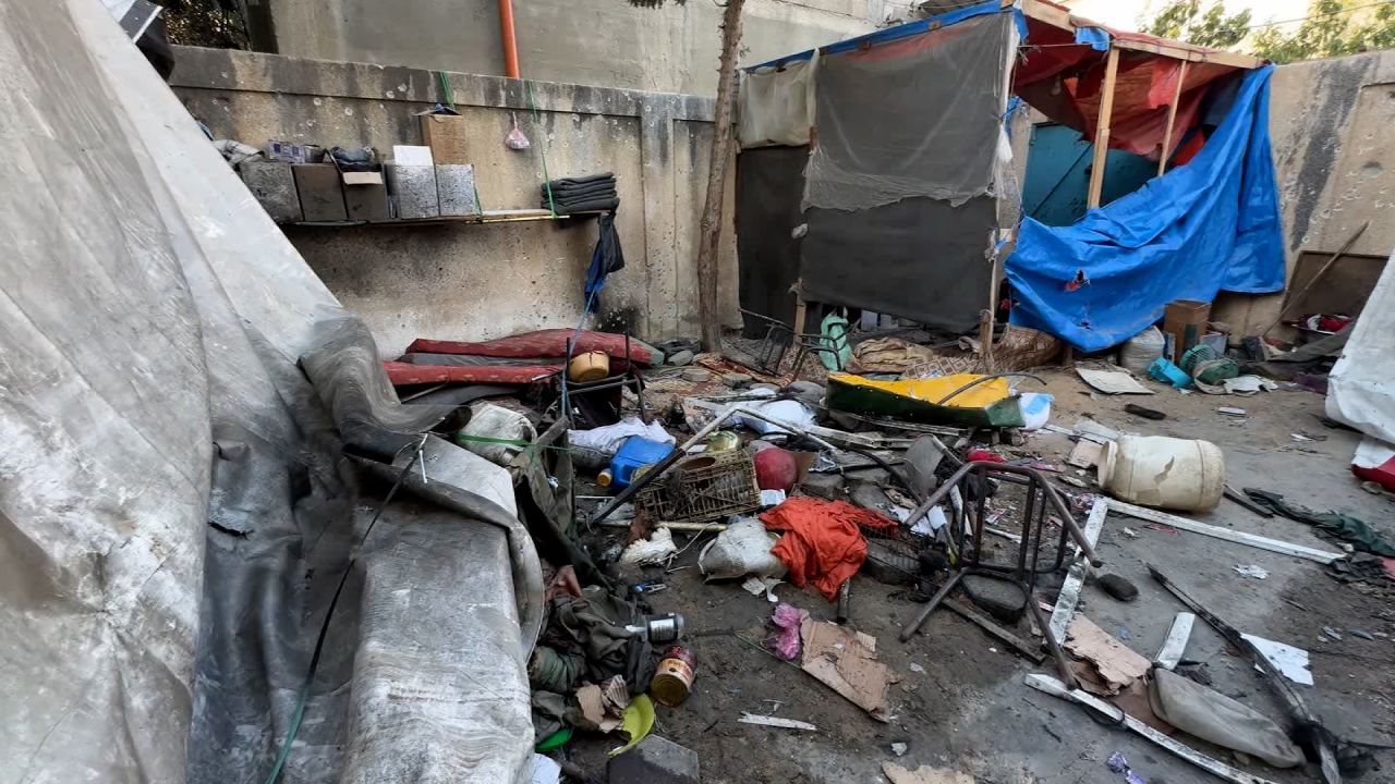 The aftermath of an Israeli strike on an UNRWA school building in Gaza on Wednesday, October 2.