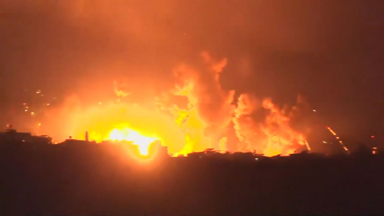 Footage from Reuters shows a huge fireball followed by a large plume of smoke rising over the southern suburbs of Beirut.