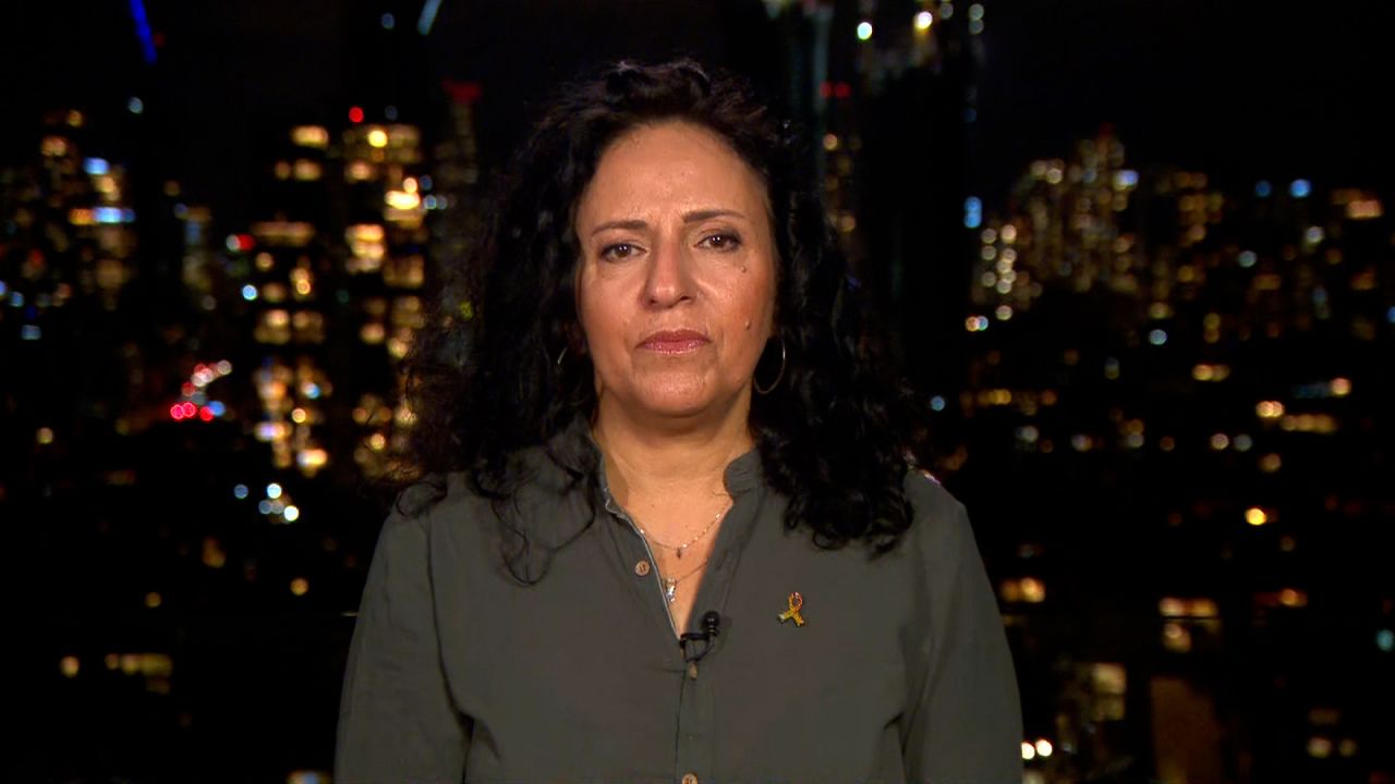 In this screengrab from video, Meirav Gonen, mother of Romi Gonen, speaks with Christiane Amanpour.