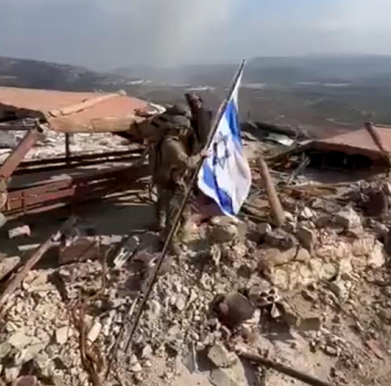 Israeli forces have hoisted Israel’s flag on the ruins of Iran Garden park on the southern outskirts of the Lebanese border village of Maroun Al-Ras, a video circulating on social media and geolocated by CNN shows.