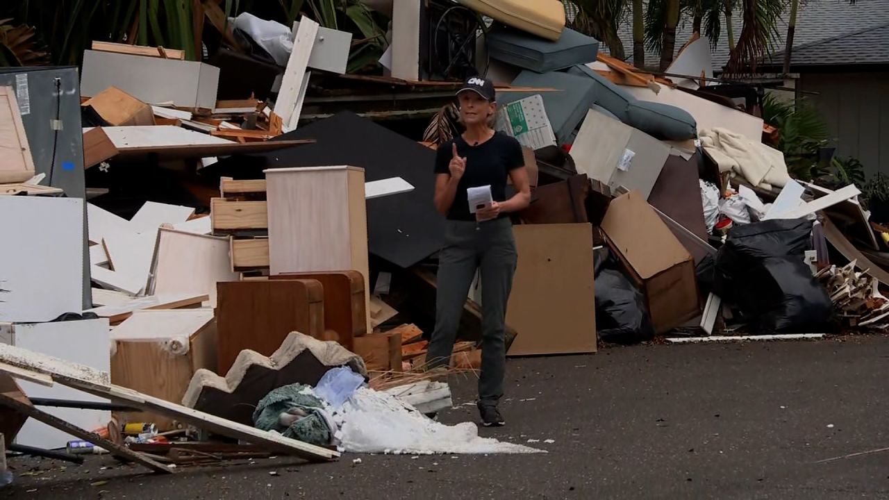 Randi Kaye reports in Sarasota, Florida showing the debris from Hurricane Helene, on October 8.