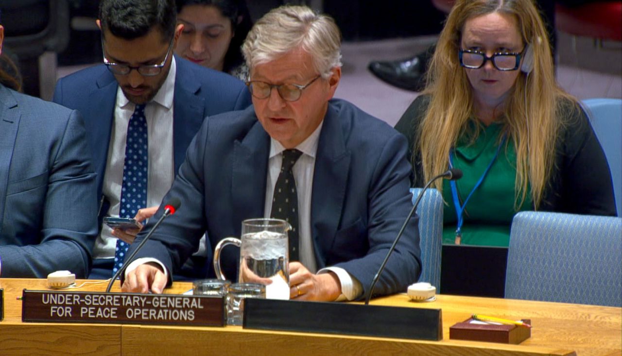 UN Under-Secretary-General for Peace Operations Jean-Pierre Lacroix speaks during a Un Security Council meeting on Thursday, October 10.