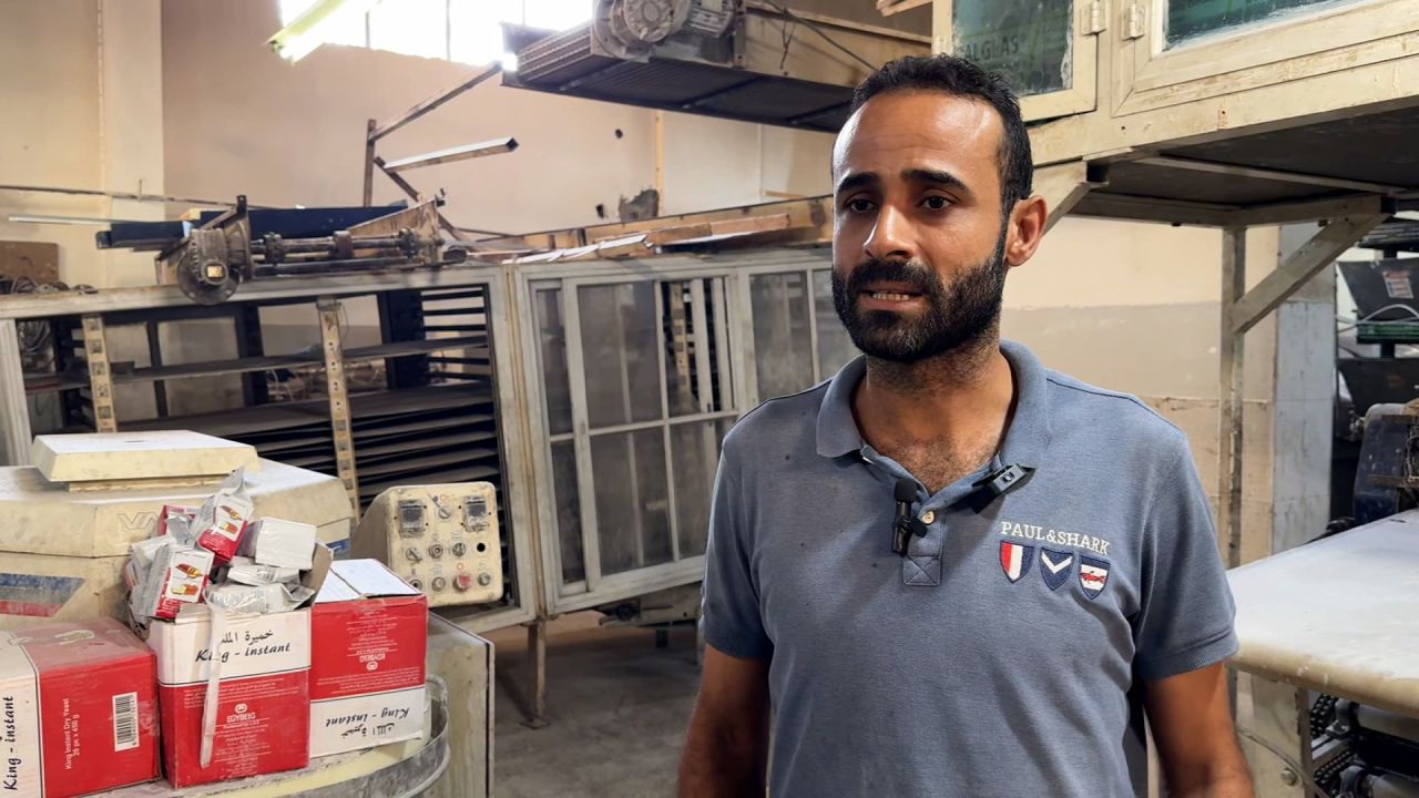 Ahmad Abed, a Palestinian staffer at Al-Banna Bakery in central Gaza, told CNN that at least 50 employees rely on wages from the facility, which was forced to close down amid flour and fuel shortages.