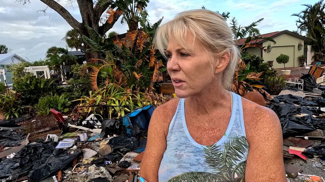 Vickie Ward said her home in Grove City, Florida, was damaged by hurricanes Helene and Milton.