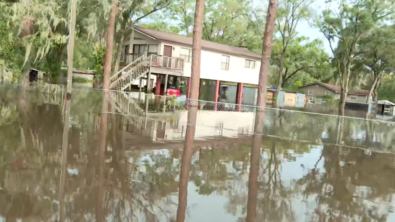 Flooded homes are seen in Valrico, Florida, on Friday.