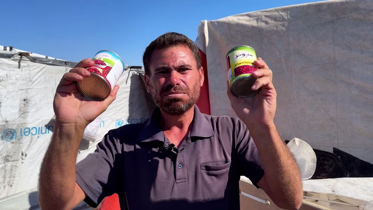 Mohammed Ayyad speaks in Khan Younis, Gaza, on October 19.