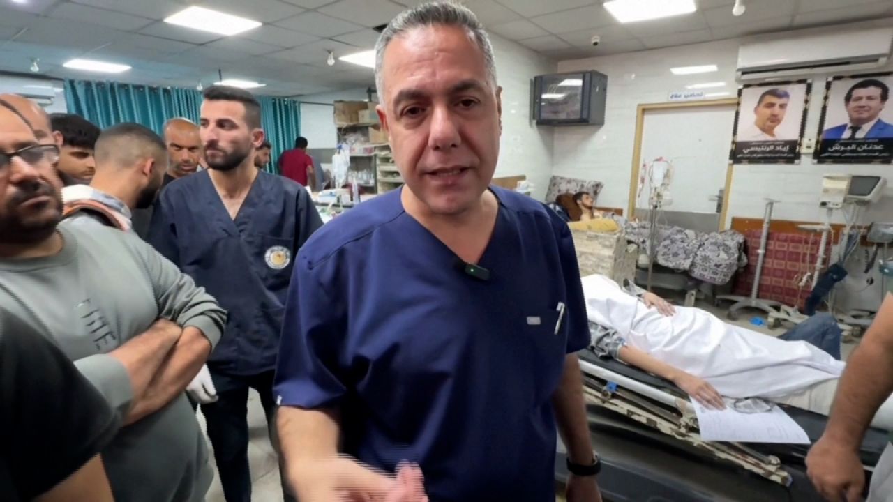 Dr. Hussam Abu Safiya speaks to CNN at Kamal Adwan Hospital in Gaza.