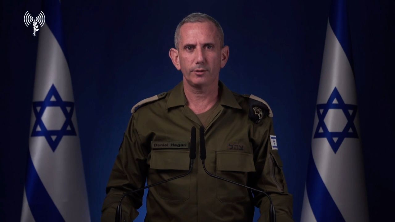 IDF Spokesperson, Rear Admiral Daniel Hagari speaks during a video statement.