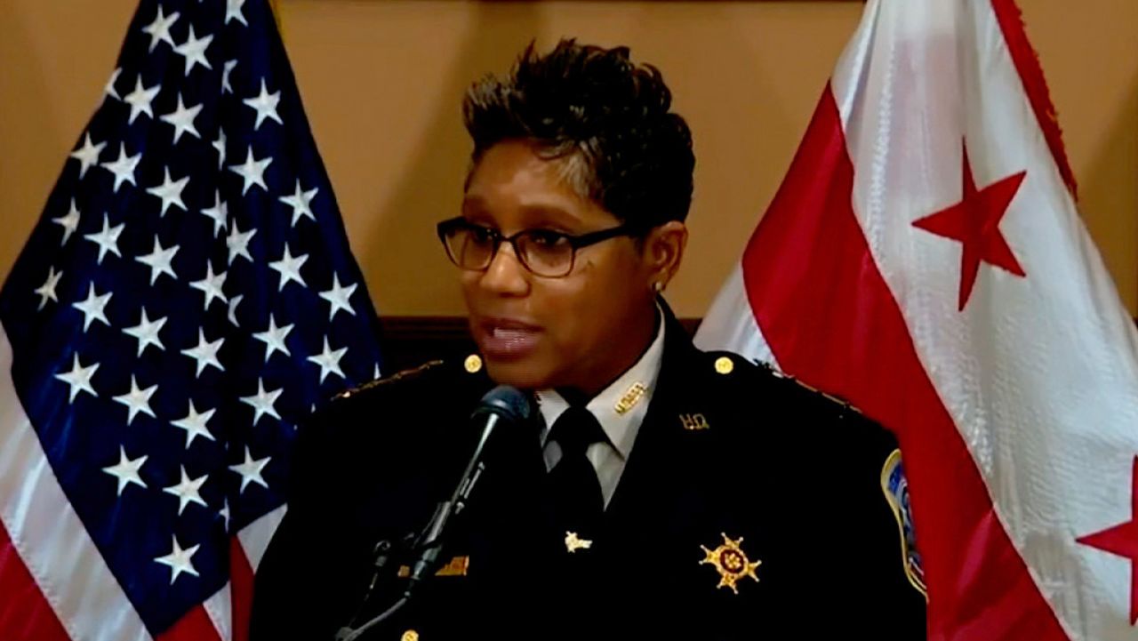 This still from video shows DC Metro Police Chief Pamela Smith.