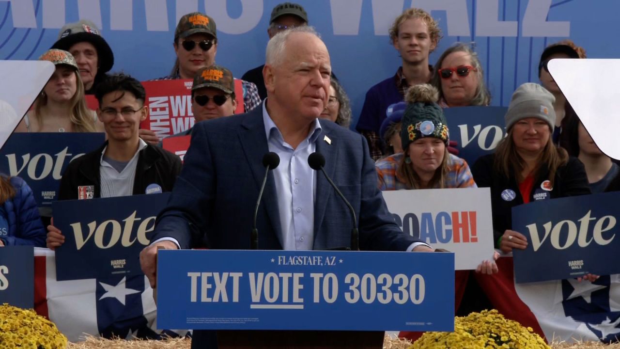 Minnesota Gov. Tim Walz speaks at a campaign rally in Flagstaff, Arizona, on November 2.