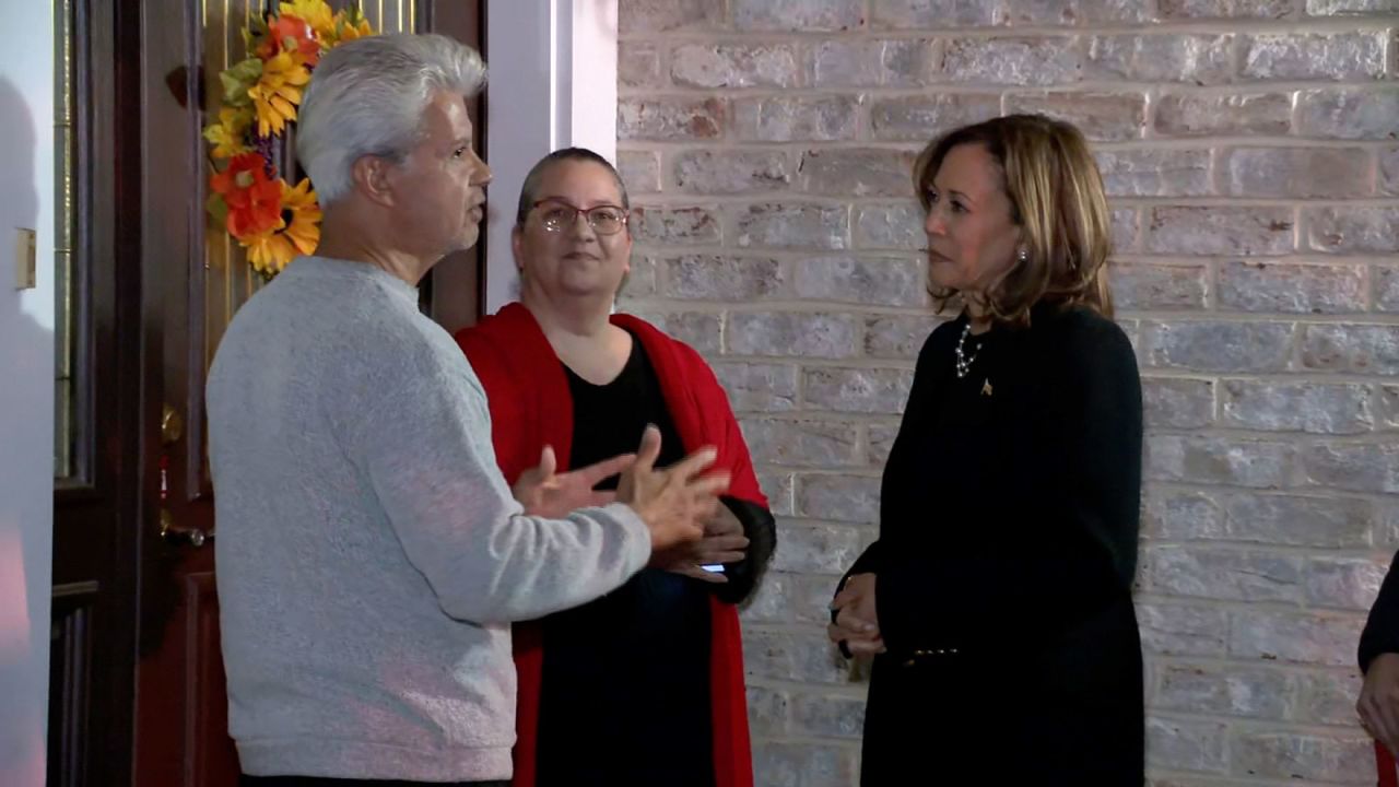 Vice President Kamala Harris makes a stop at the home of a family in Reading, Pennsylvania.