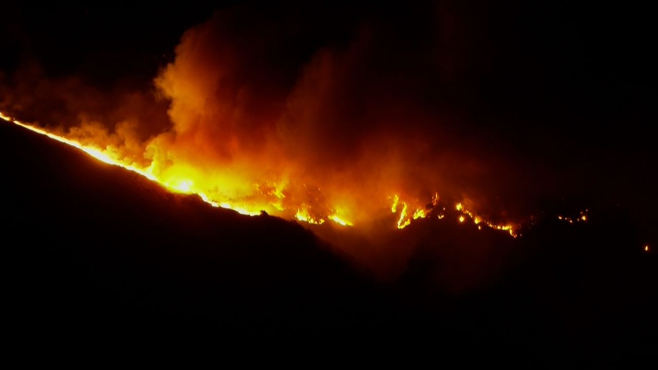 The Mountain Fire burns in Camarillo, California.