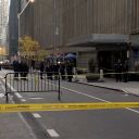 Police work the scene of a shooting, where UnitedHealthcare CEO Brian Thompson was shot, on December 4, 2024, in New York.