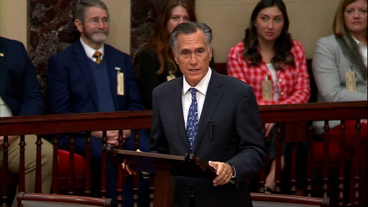 Sen. Mitt Romney speaks from the Senate floor on Wednesday, December 4.