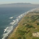 An aerial view of the northern California coast is seen following an earthquake on December 5, 2024.