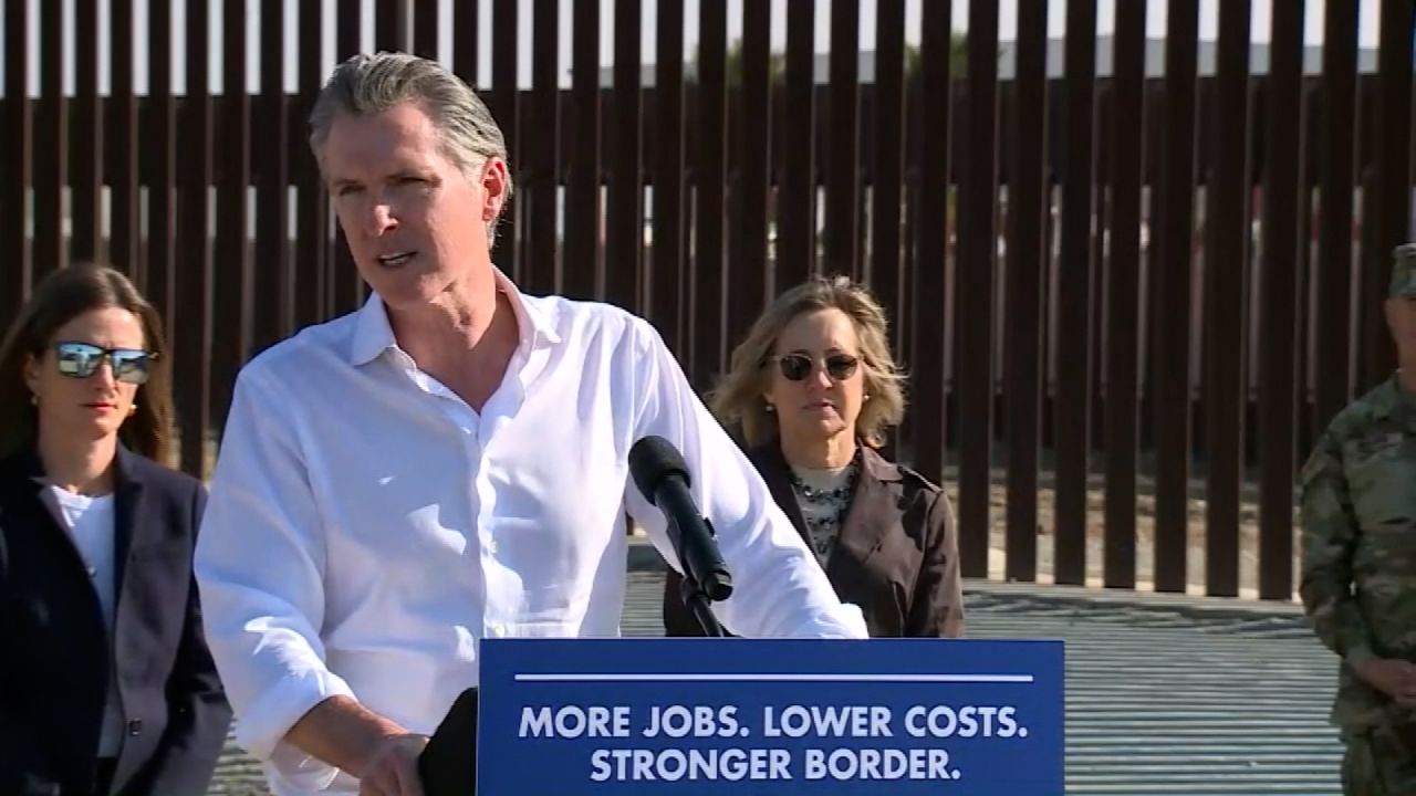 California Gov. Gavin Newsom speaks during a press conference in Otay Mesa, California, on December 5.