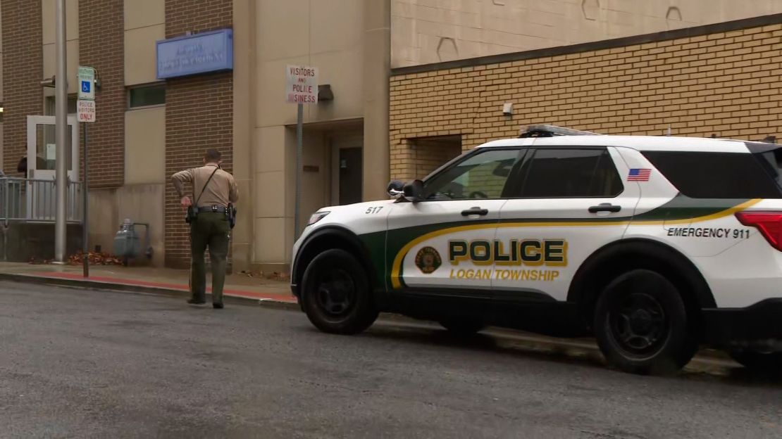 Police are seen Monday outside the Altoona Police Department in Pennsylvania.