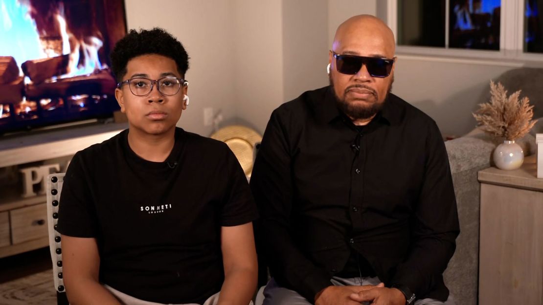 Angel Brube, a seventh grade student at Abundant Life Christian School in Madison, Wisconsin, and his father speak with CNN. 