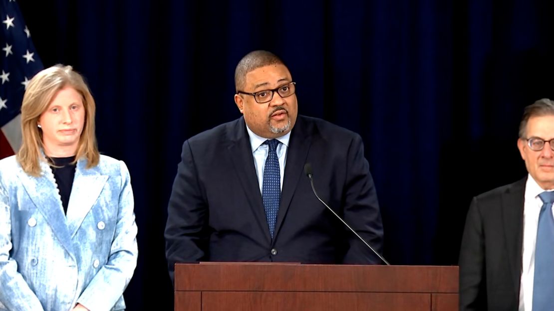 Manhattan District Attorney Alvin Bragg speaks during a press conference in New York on December 17, 2024.