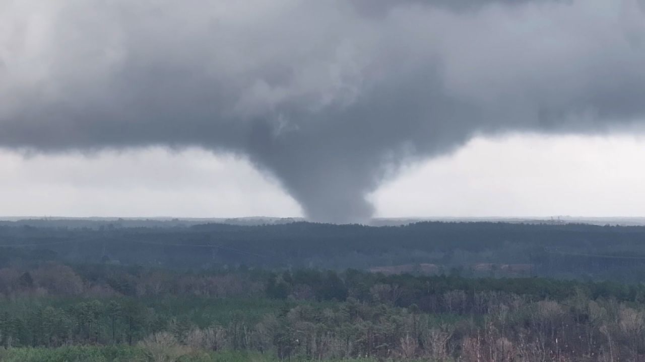 A tornado tracks through McCall Creek, Mississippi, on Saturday.