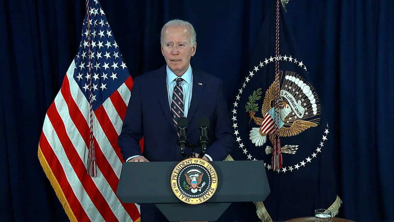 President Joe Biden makes remarks Sunday evening in St. Croix.