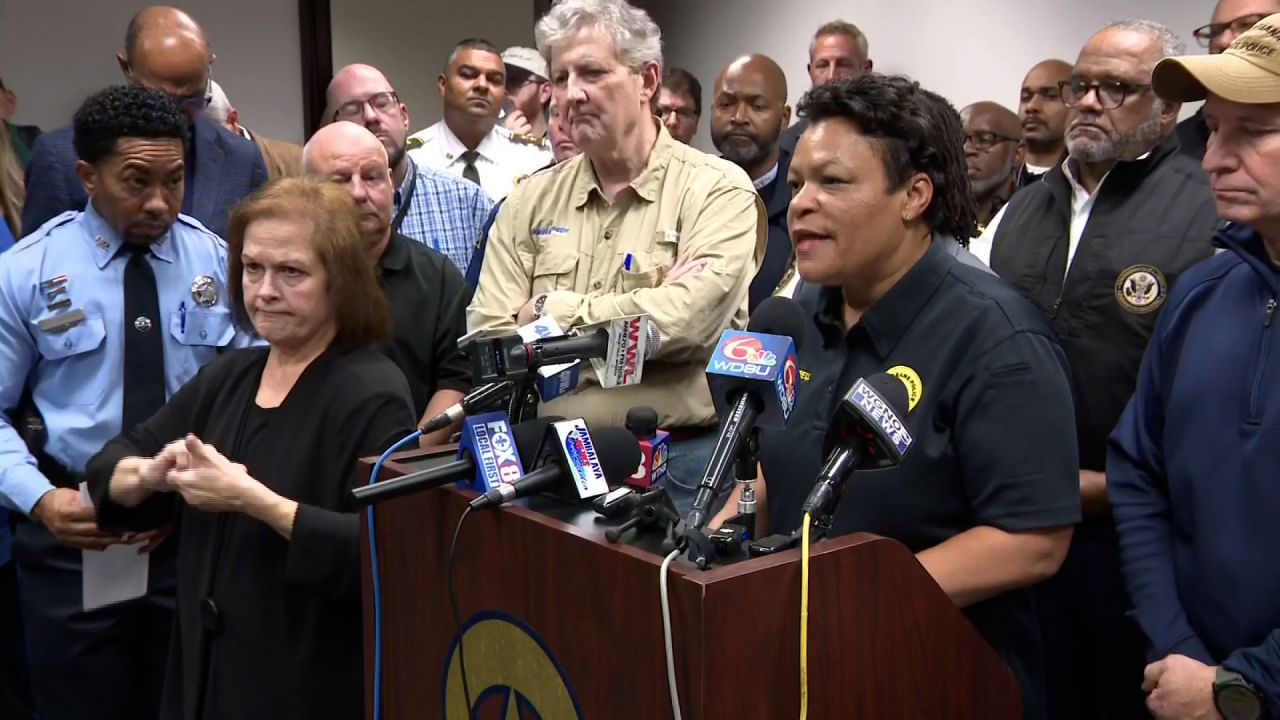 New Orleans Mayor LaToya Cantrell speaks at a news conference in New Orleans on Wednesday.