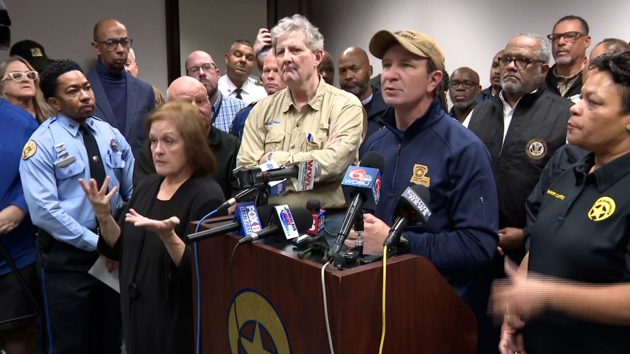 Louisiana Gov. Jeff Landry speaks at a press conference in New Orleans on January 1.