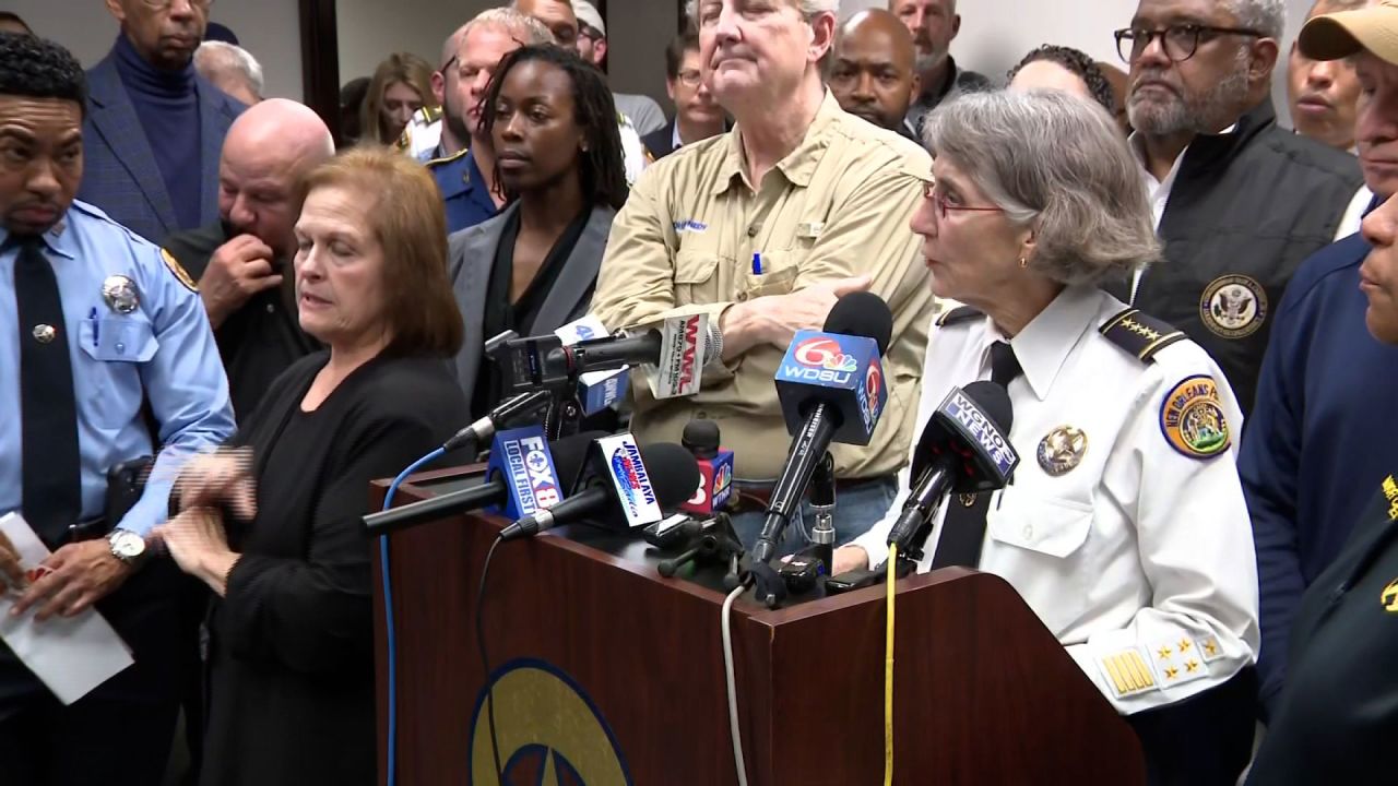 Anne E. Kirkpatrick, New Orleans Police Department Superintendent, speaks at a press conference in New Orleans on January 1.