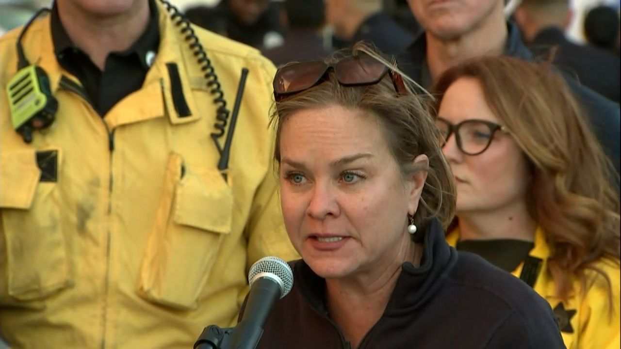 Traci Park speaks during a news conference.