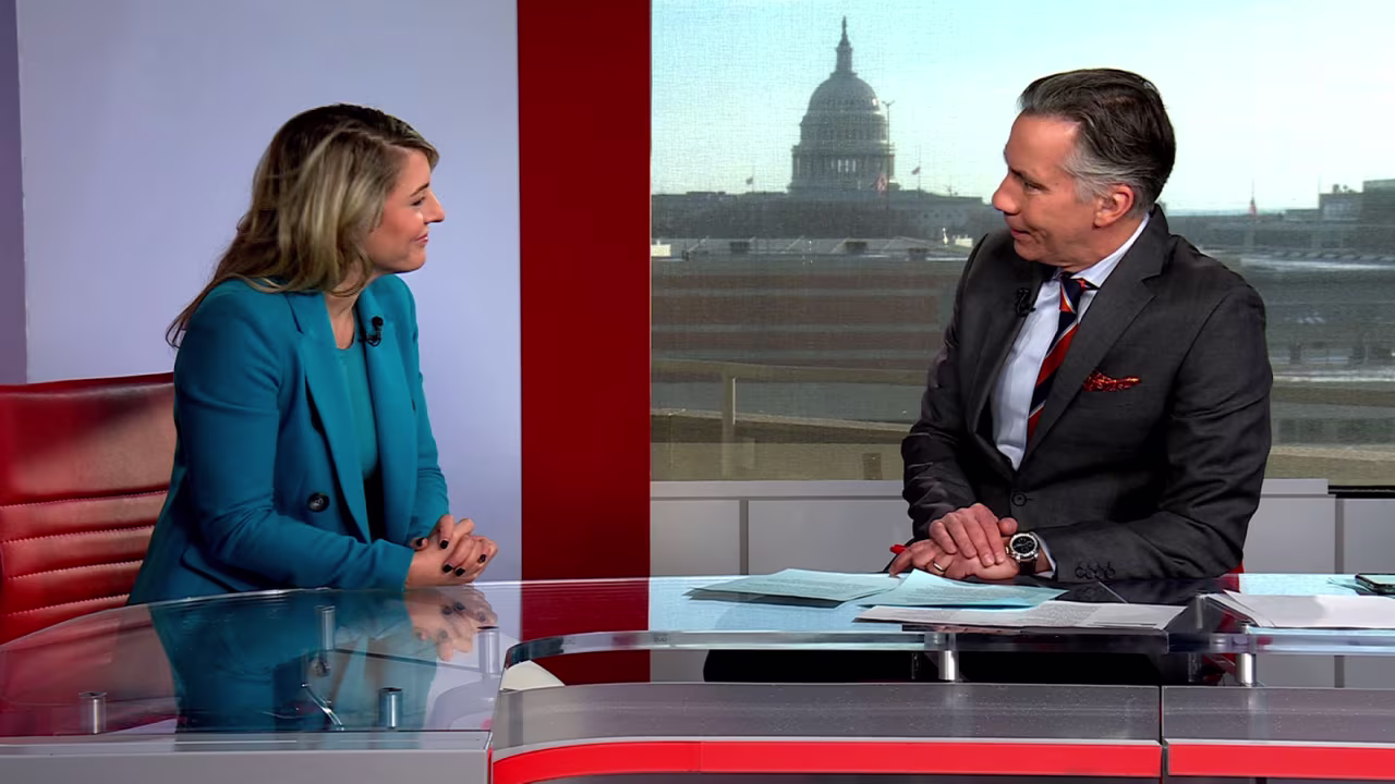 Canadian Foreign Minister Mélanie Joly participates in an interview with CNN's Jim Sciutto on Thursday.