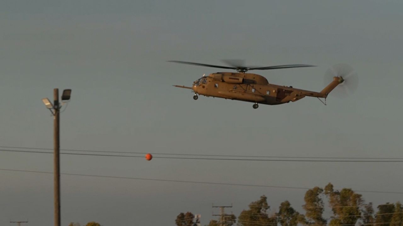 An Israeli military helicopter lands in Re'im, Israel on Sunday, January 19.