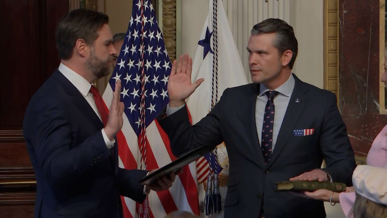 VP Vance Swears In Sec. of Defense Pete Hegseth.