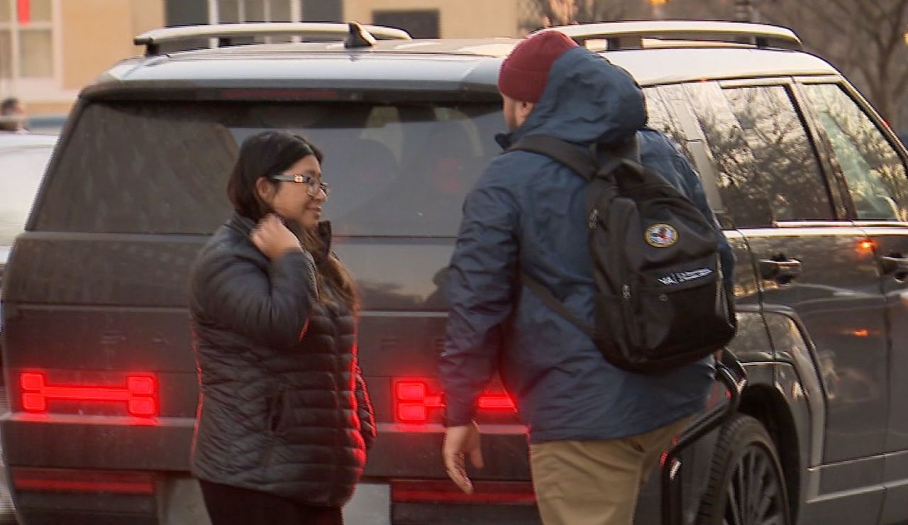 Lourdes Tiglao is seen outside her office after being dismissed as the Director of the Center for Women Veterans on Thursday.