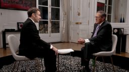 French President Emmanuel Macron talks to CNN