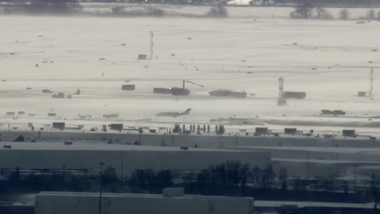 Emergency crews respond to the scene after the crash at Toronto Pearson Airport.