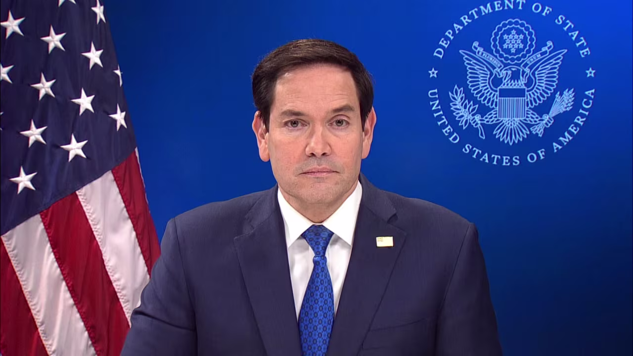 US Secretary of State Marco Rubio takes part in an interview with CNN on Friday.