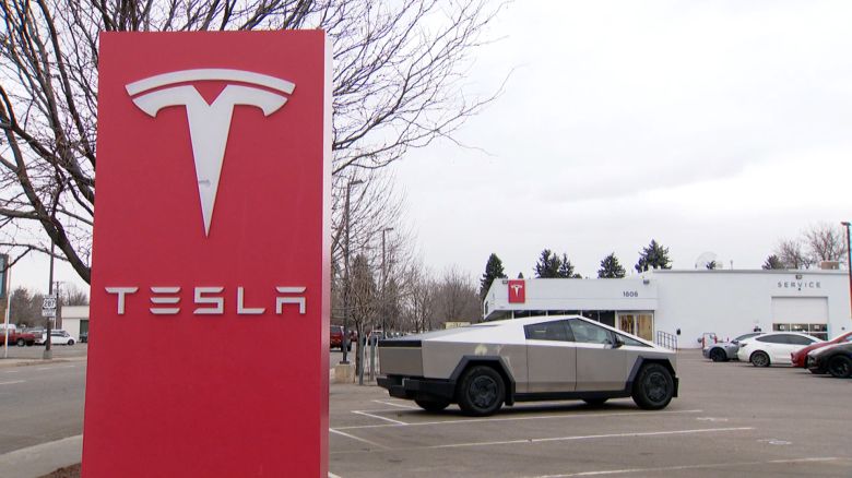 A Tesla showroom is seen in Loveland, Colorado.