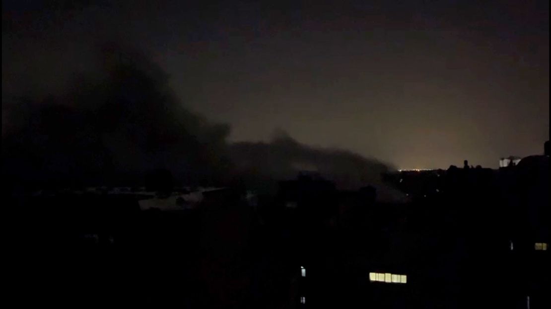 In this still from a video, smoke rises from Gaza City on March 18, 2025.