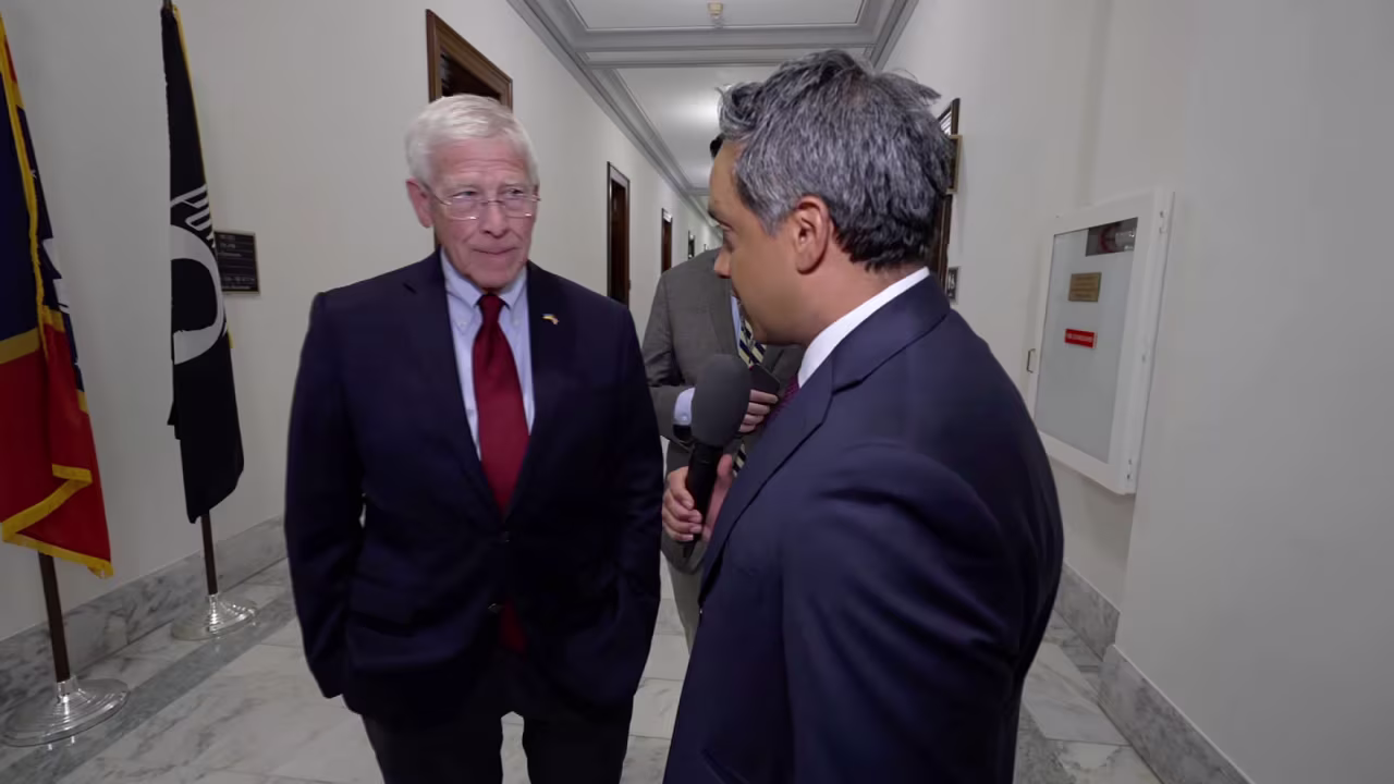 Sen. Roger Wicker, the chairman of the Senate Armed Services Committee, talks with CNN's Manu Raju on Monday.