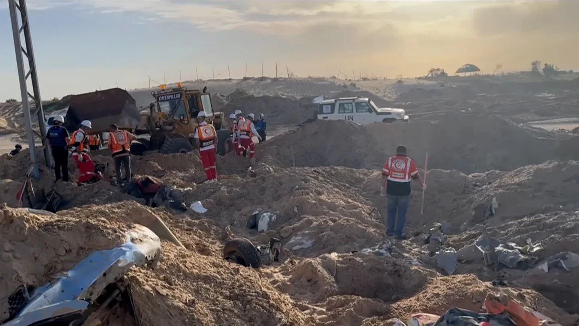 The remains of missing aid workers discovered in a ‘mass grave’ in Gaza after Israeli strikes.