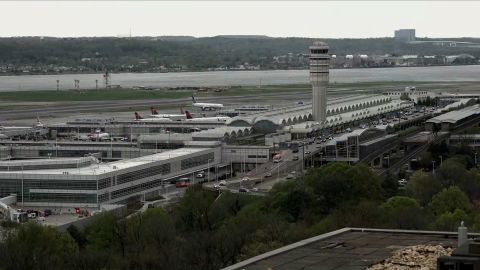 In this screengrab from video, Ronald Reagan Airport in Washington is seen on April 10.