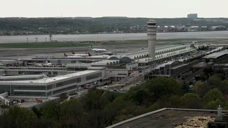 In this screengrab from video, Ronald Reagan Airport in Washington is seen on April 10.