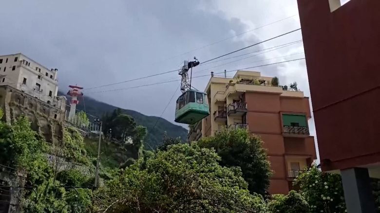 Rescue operation underway after a cable car plunged into a ravine in Italy on April 17, 2025.
