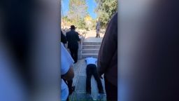 Far-right Israeli lawmaker Zvi Sukkot praying at the al-Aqsa compound in the Old City of Jerusalem on Thursday, April 17