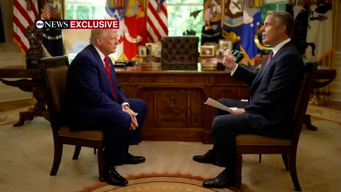 President Donald Trump takes part in an interview with ABC News' Terry Moron in an excerpt that was released on Tuesday.